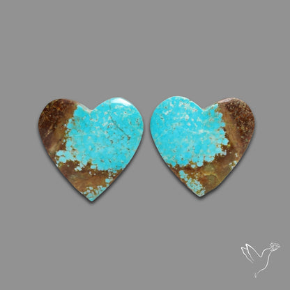 Number 8 Mines Turquoise Hearts Pair