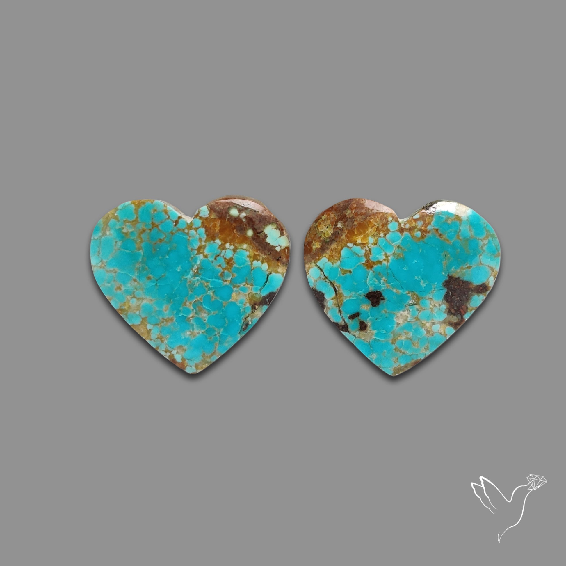 Number 8 Mines Turquoise Hearts Pair