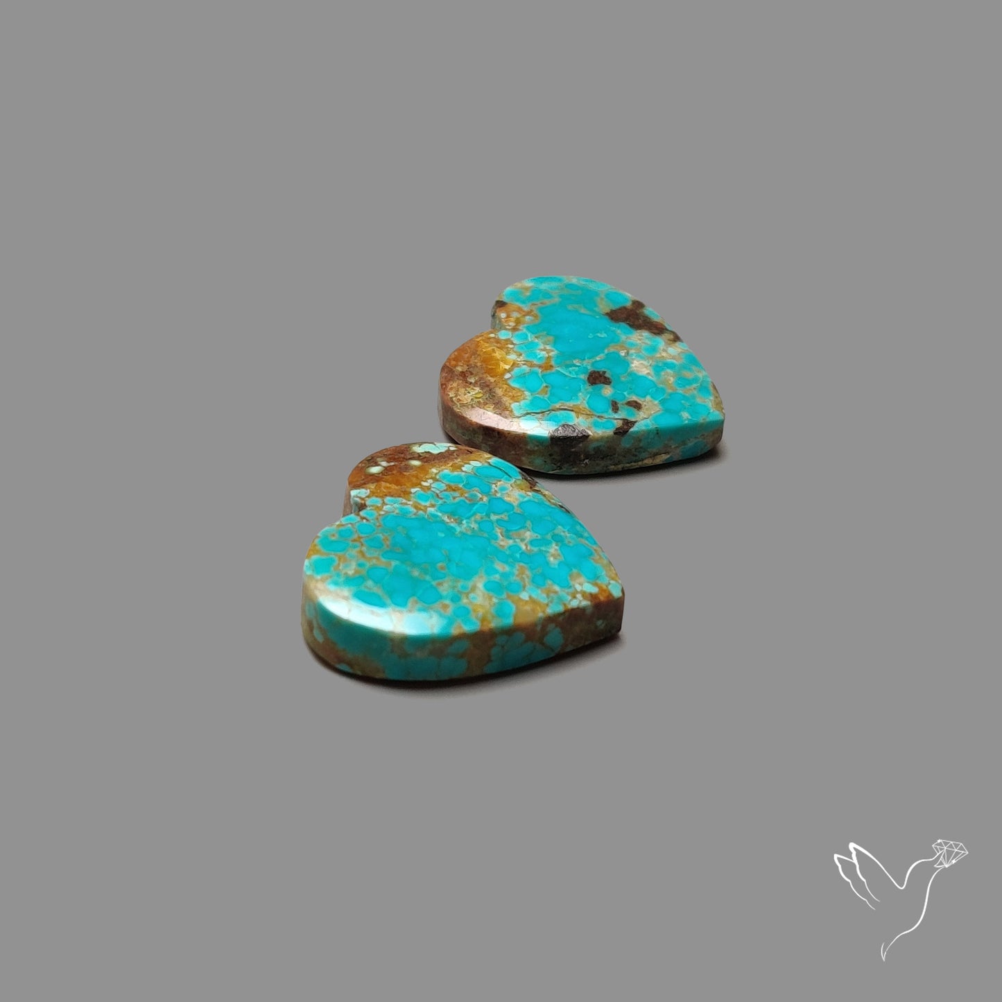 Number 8 Mines Turquoise Hearts Pair
