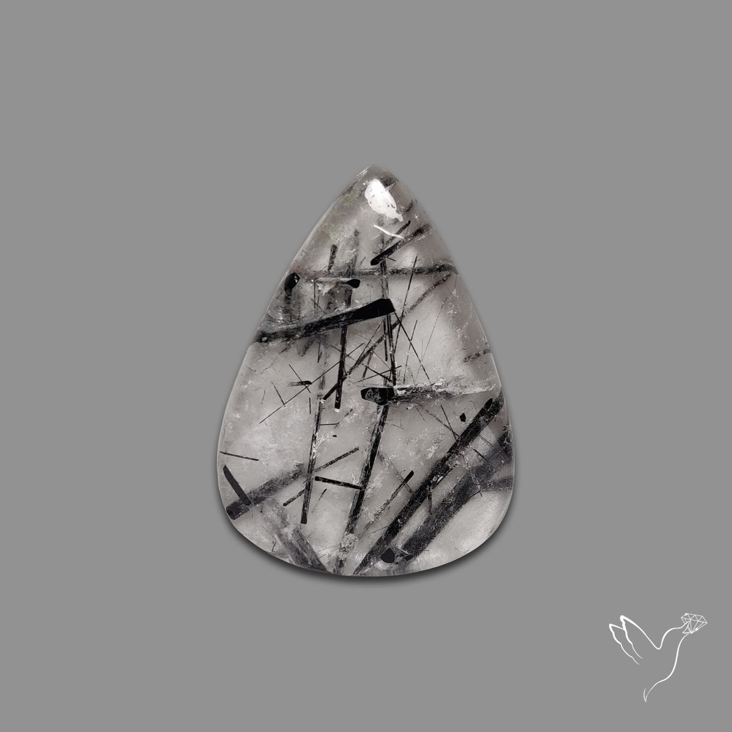 Black Tourmalinated Quartz Cabochon