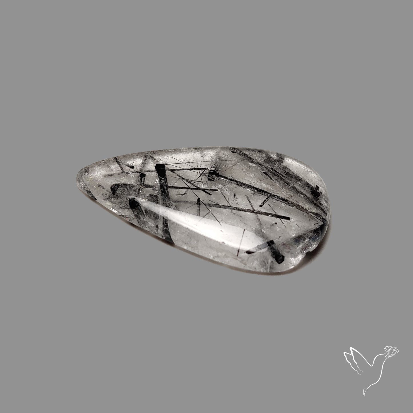Black Tourmalinated Quartz Cabochon