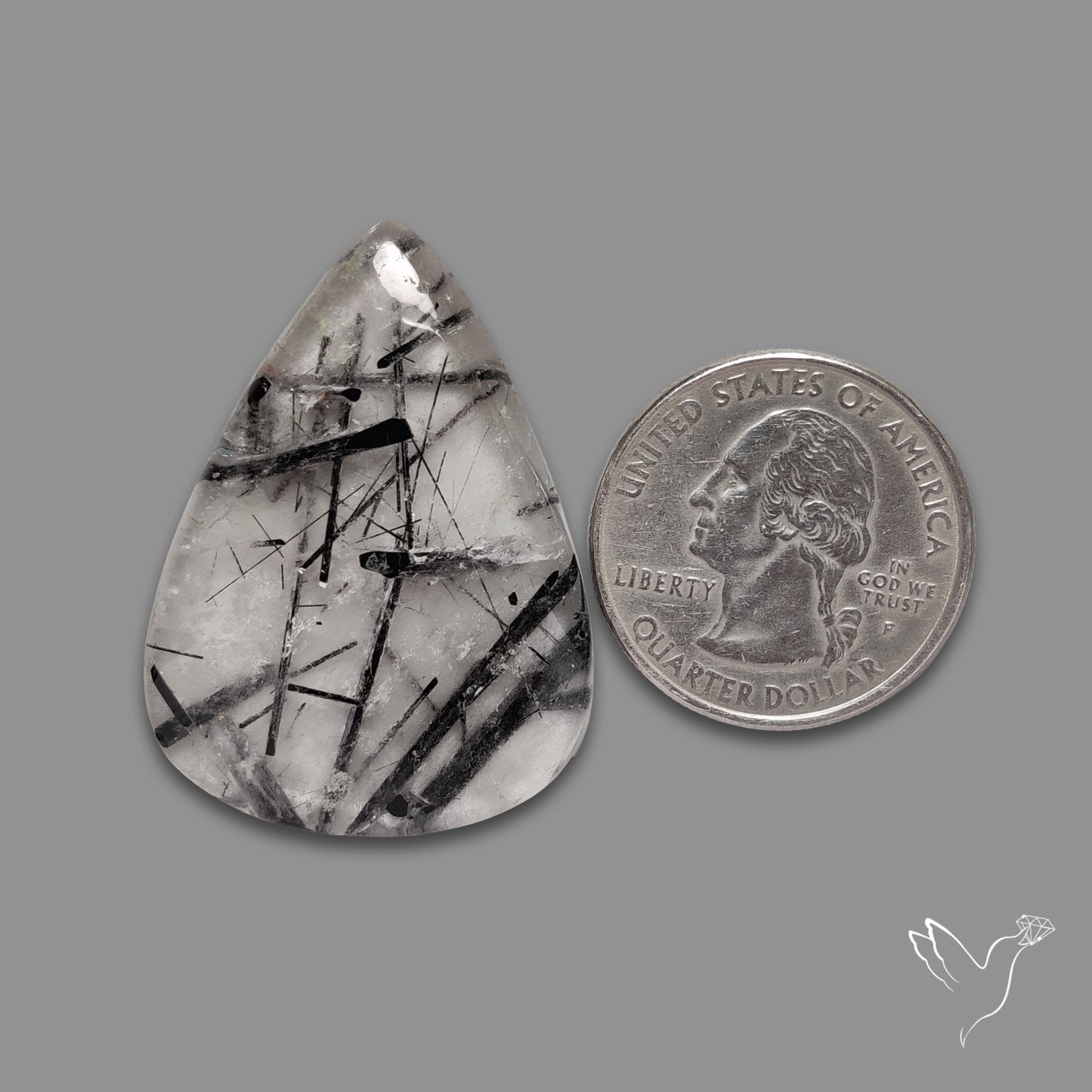Black Tourmalinated Quartz Cabochon