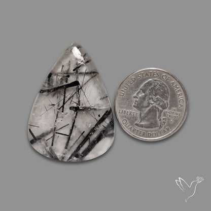Black Tourmalinated Quartz Cabochon