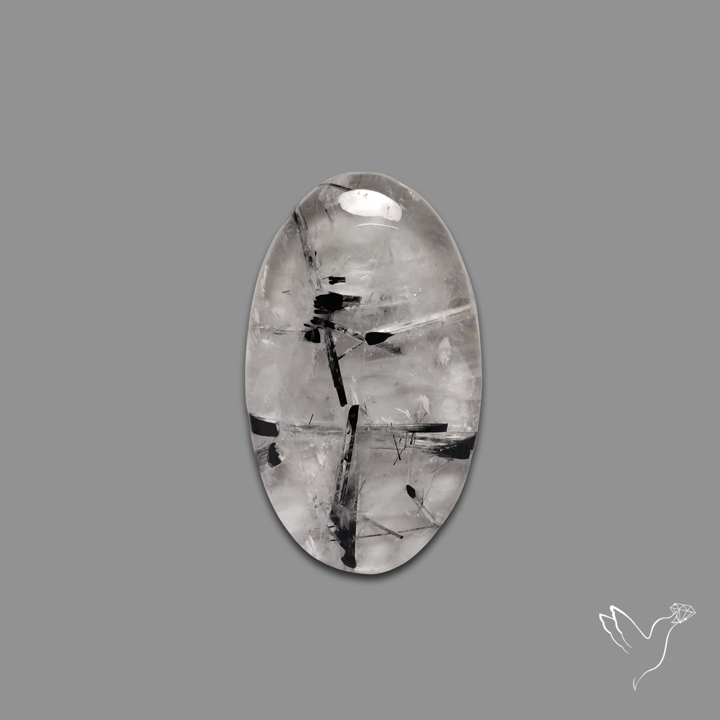 Black Tourmalinated Quartz Cabochon