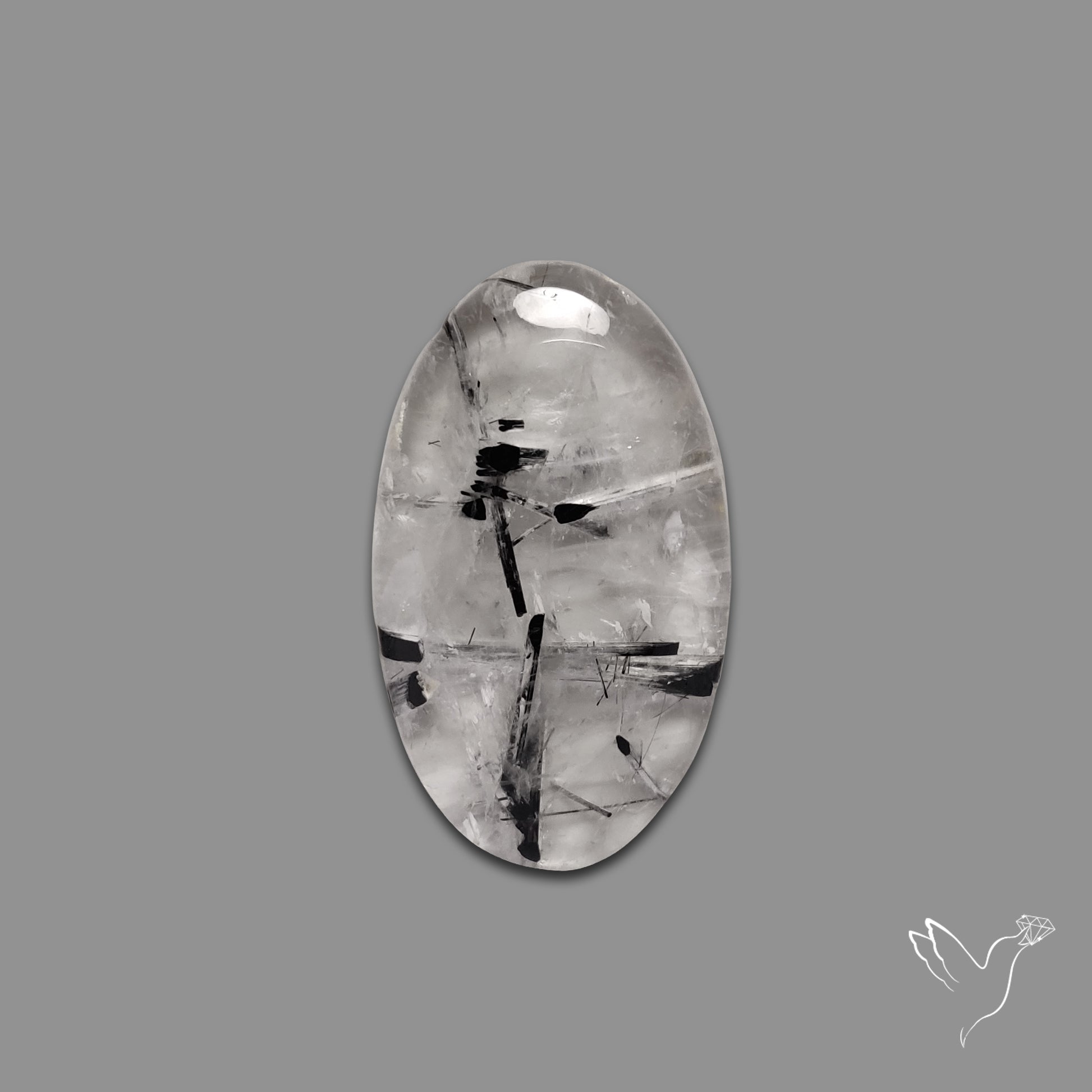Black Tourmalinated Quartz Cabochon