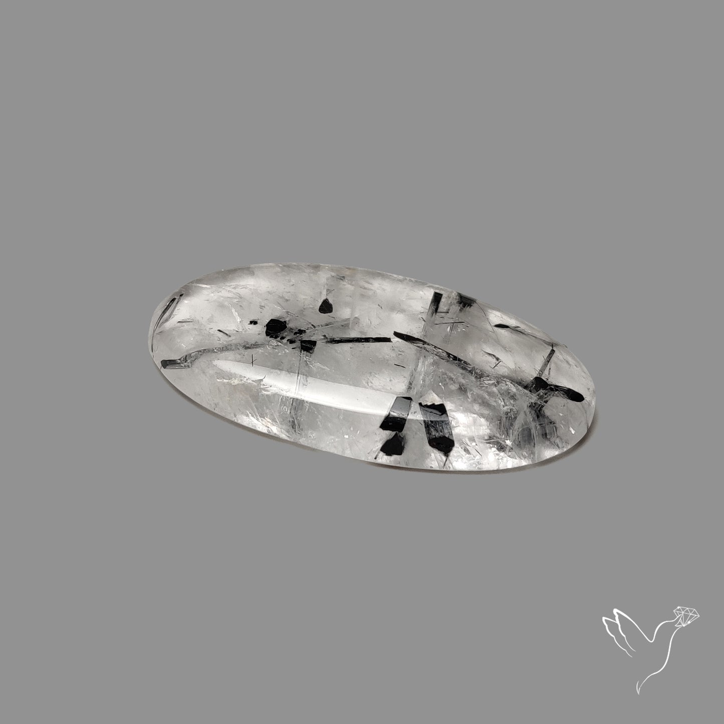 Black Tourmalinated Quartz Cabochon