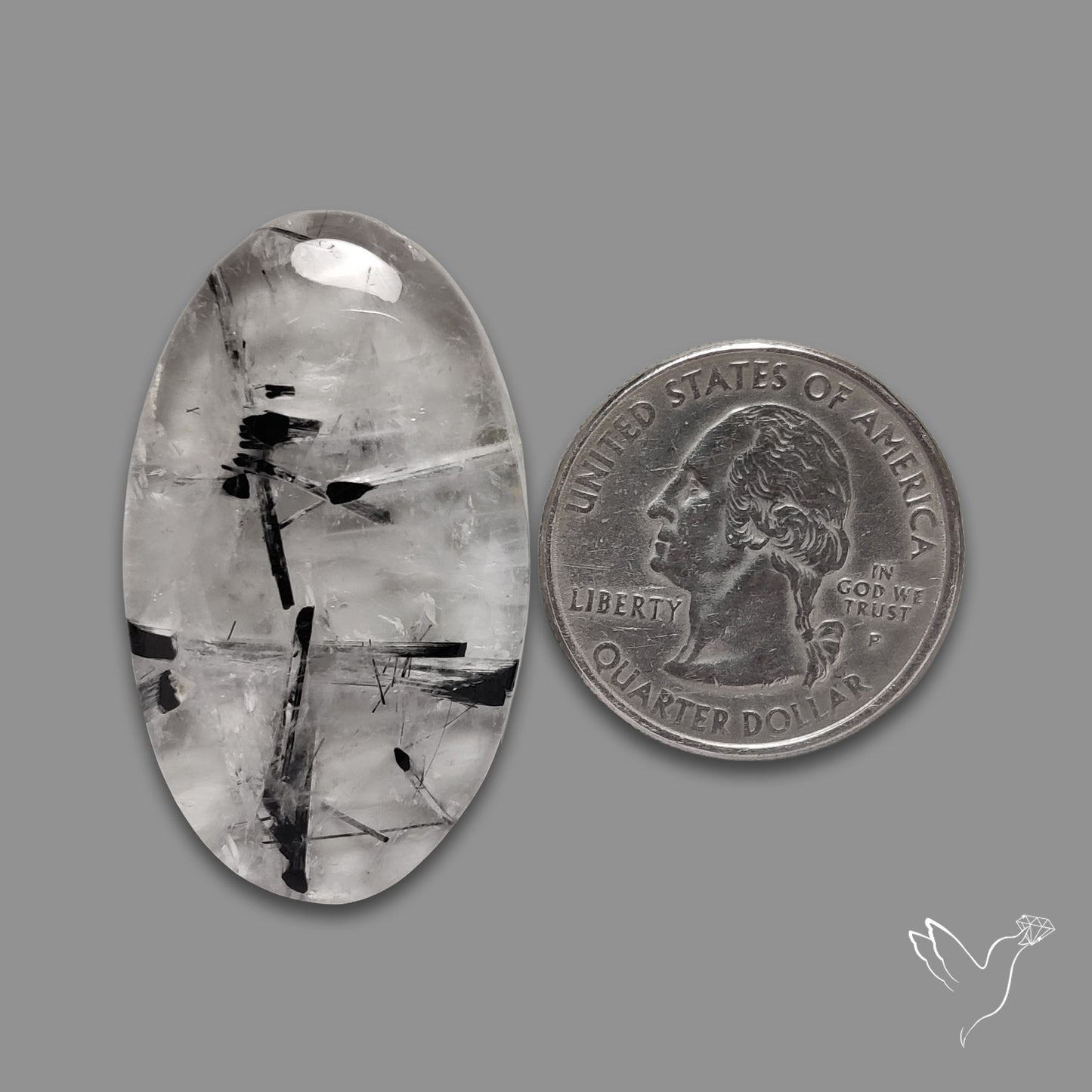 Black Tourmalinated Quartz Cabochon