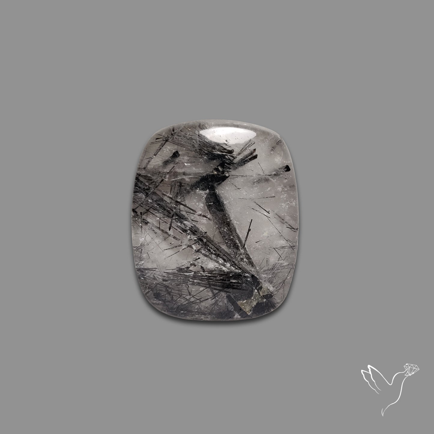 Black Tourmalinated Quartz Cabochon