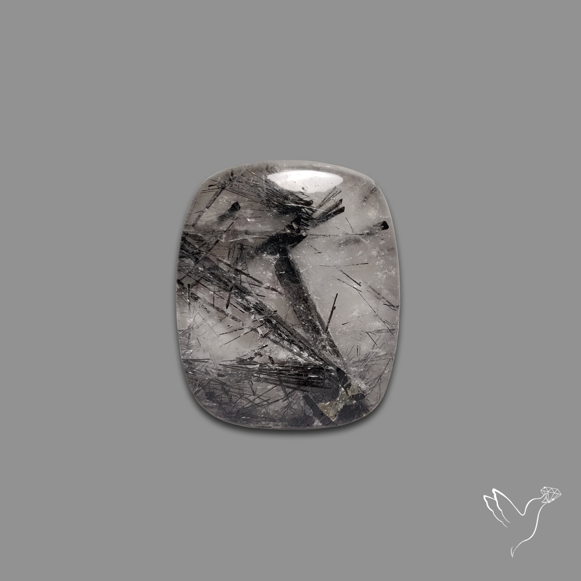 Black Tourmalinated Quartz Cabochon