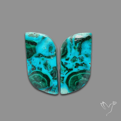 Chrysocolla In Malachite Pair