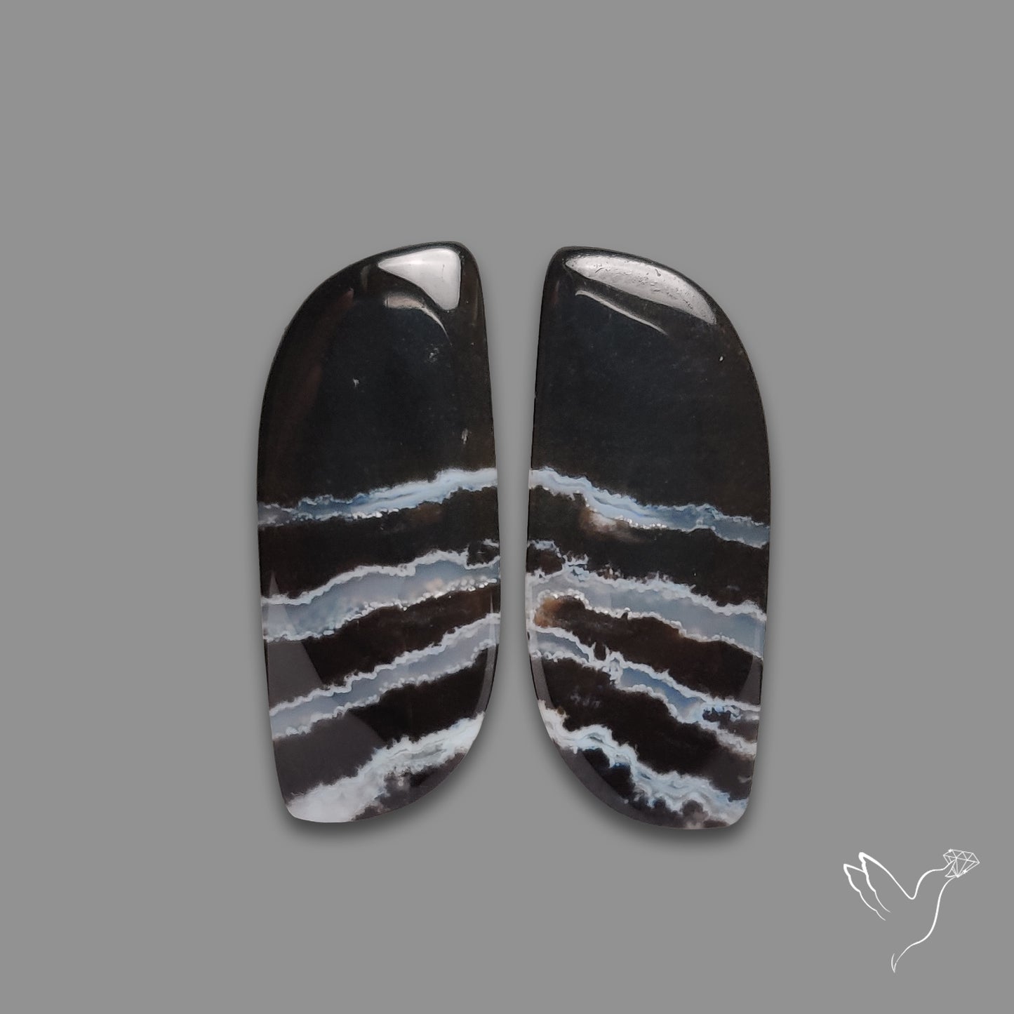 Black Banded Tuxedo Agates Pair