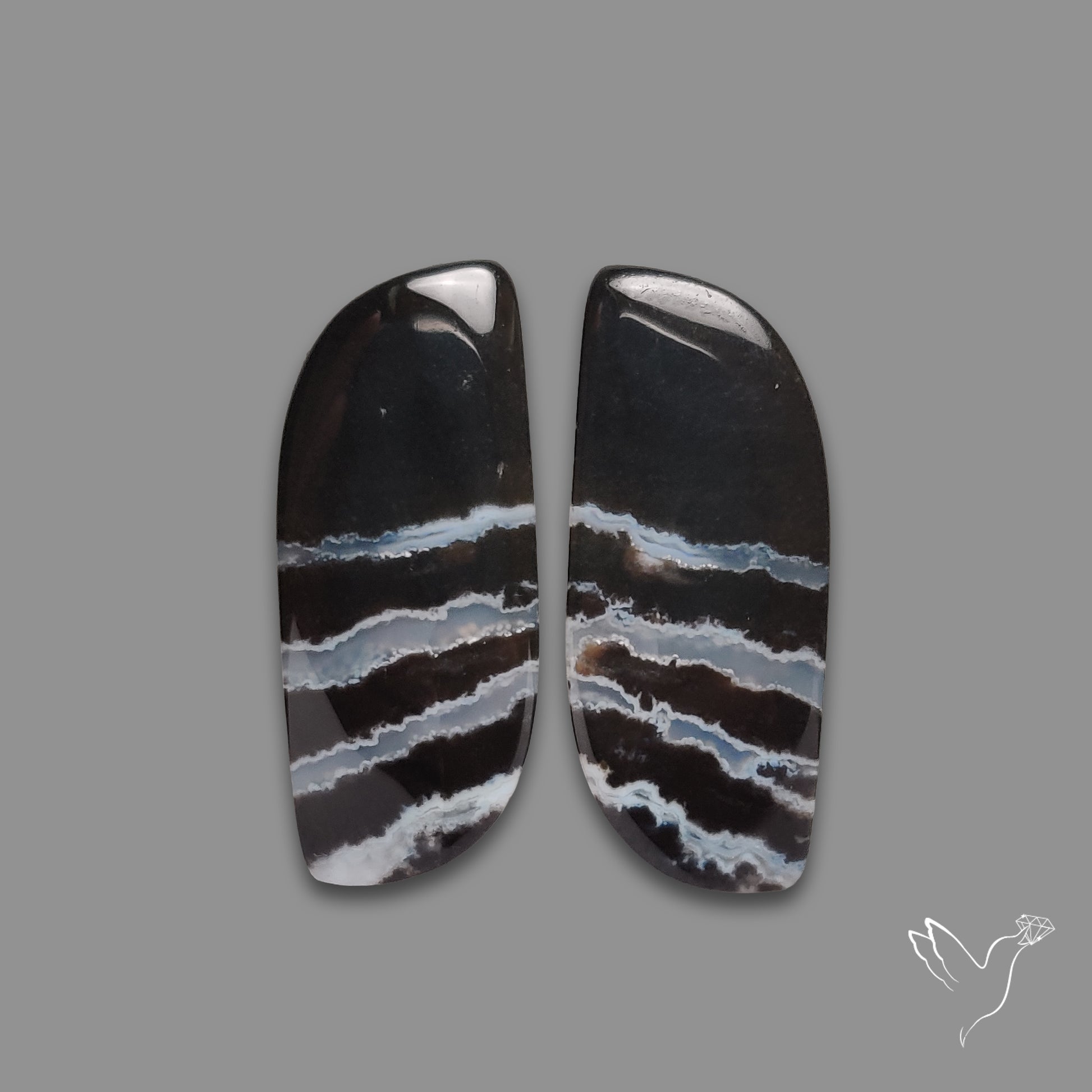 Black Banded Tuxedo Agates Pair