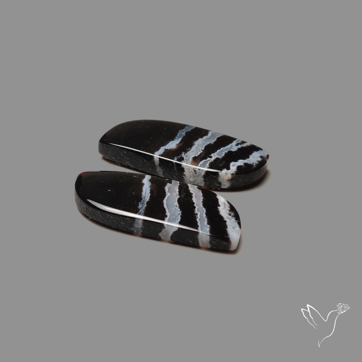 Black Banded Tuxedo Agates Pair