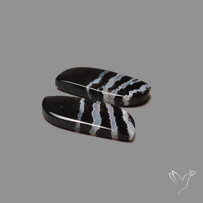 Black Banded Tuxedo Agates Pair