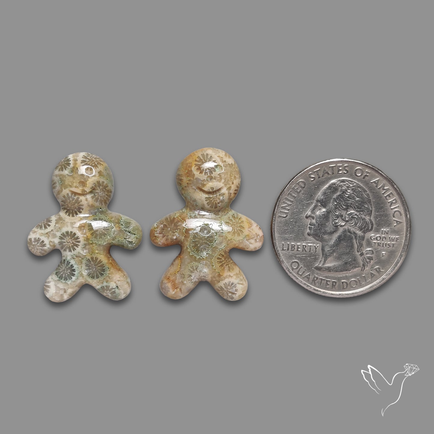 Fossil Coral Gingerbread Boy Carving Pair