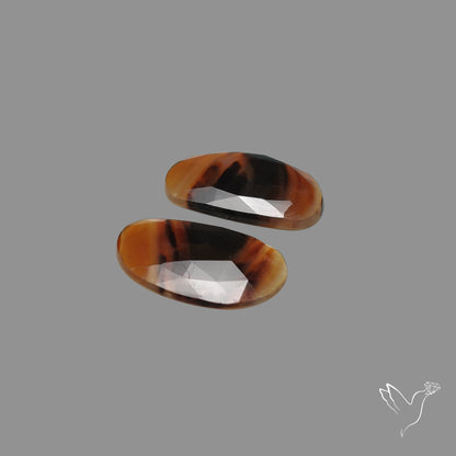 Rose Cut Montana Agate Pair