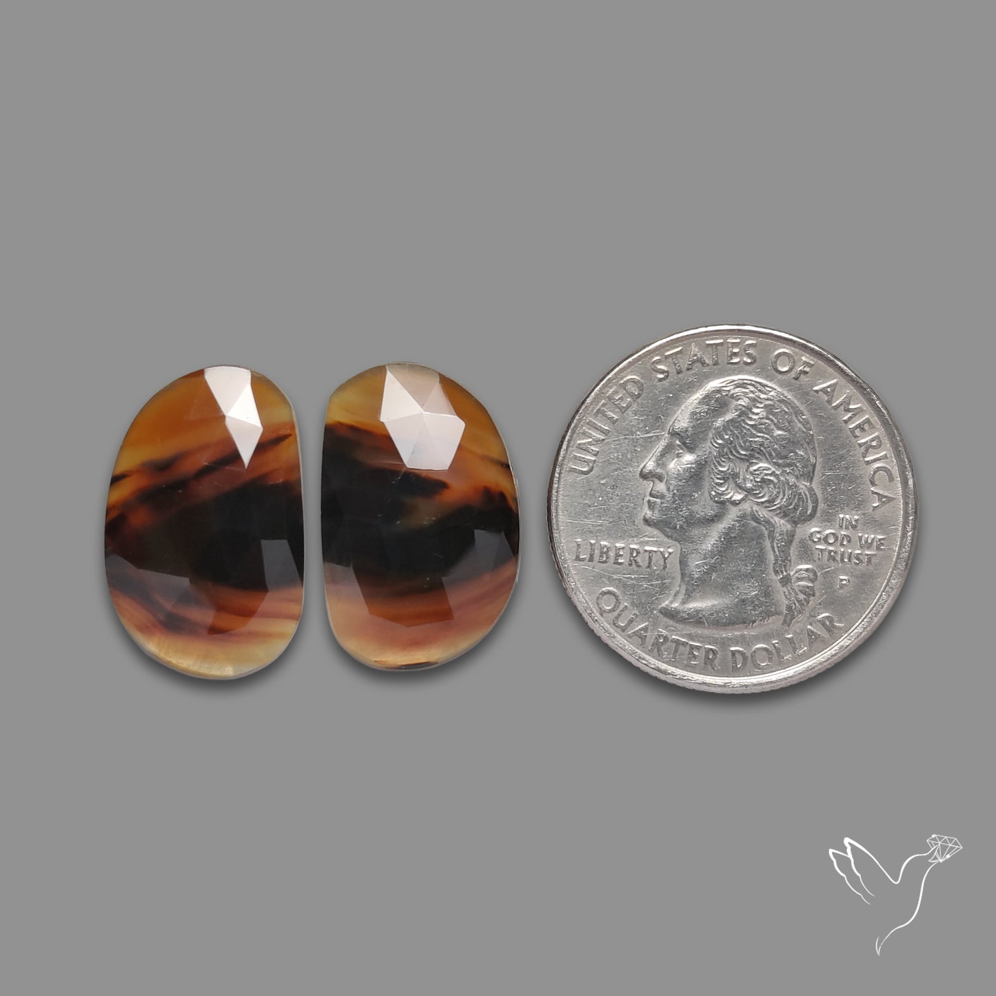 Rose Cut Montana Agate Pair