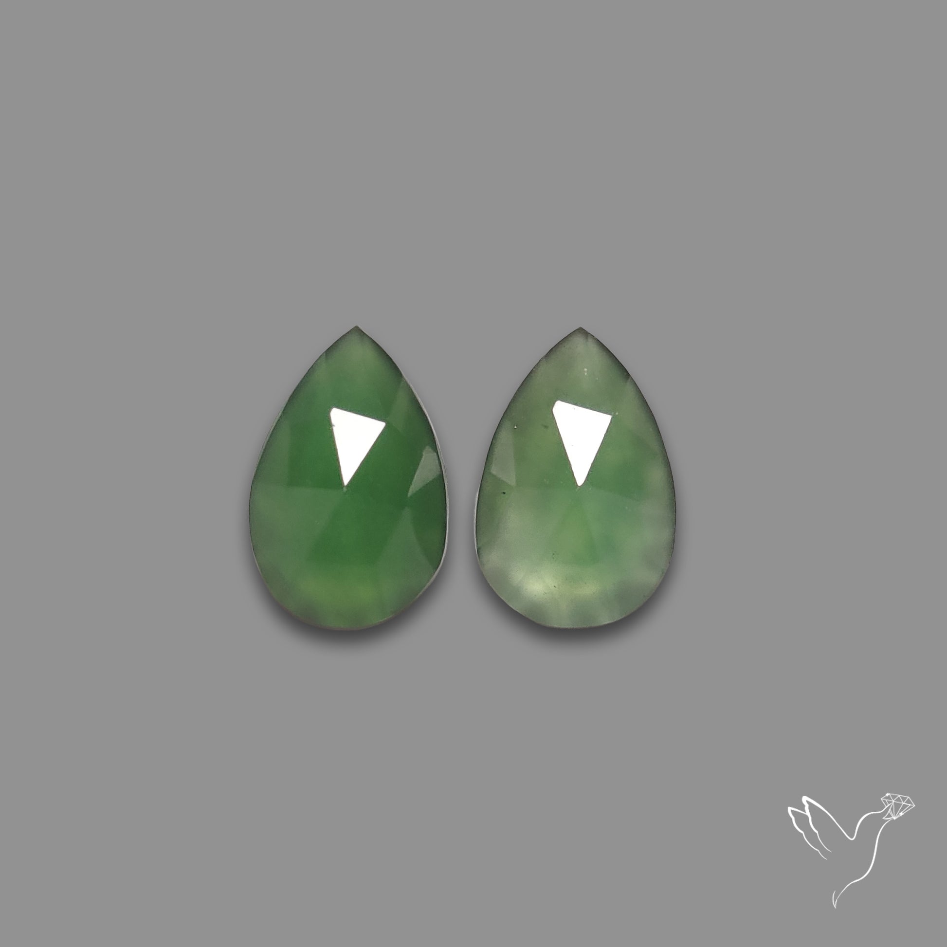 Rose Cut Gemmy Serpentine Pair