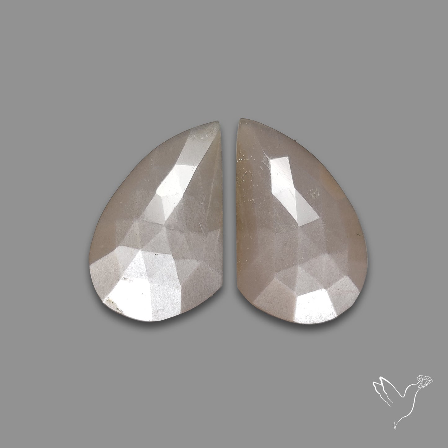 Rose Cut Grey Moonstone Pair