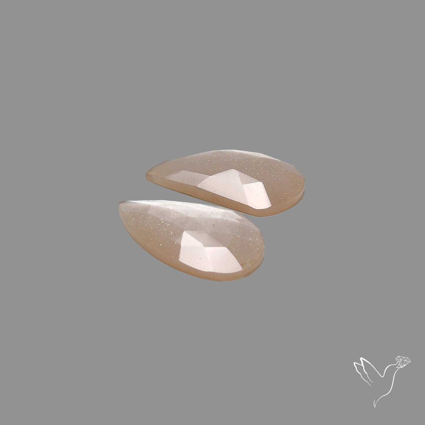 Rose Cut Grey Moonstone Pair