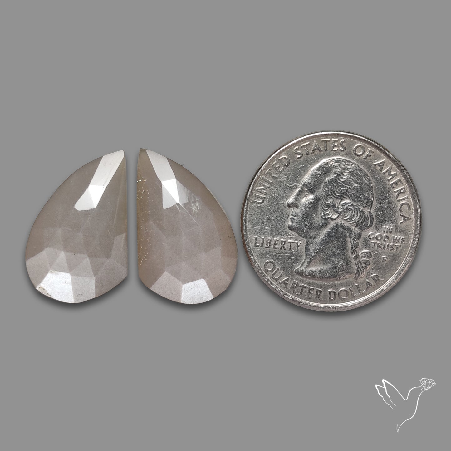 Rose Cut Grey Moonstone Pair