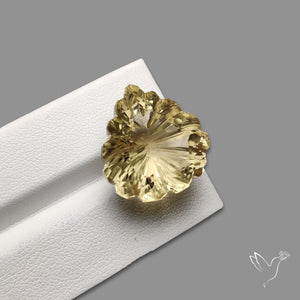 Faceted Lemon Quartz Reverse Intaglio Carving