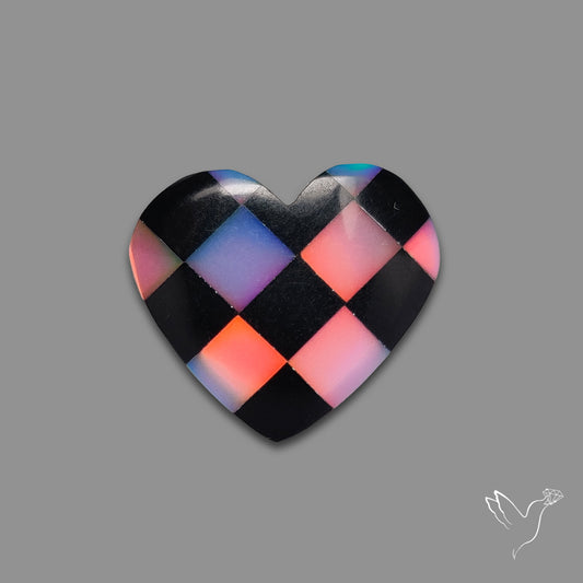 Intarcia Aurora Opal Inlay Black Onyx Heart
