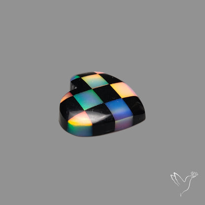 Intarcia Aurora Opal Inlay Black Onyx Heart