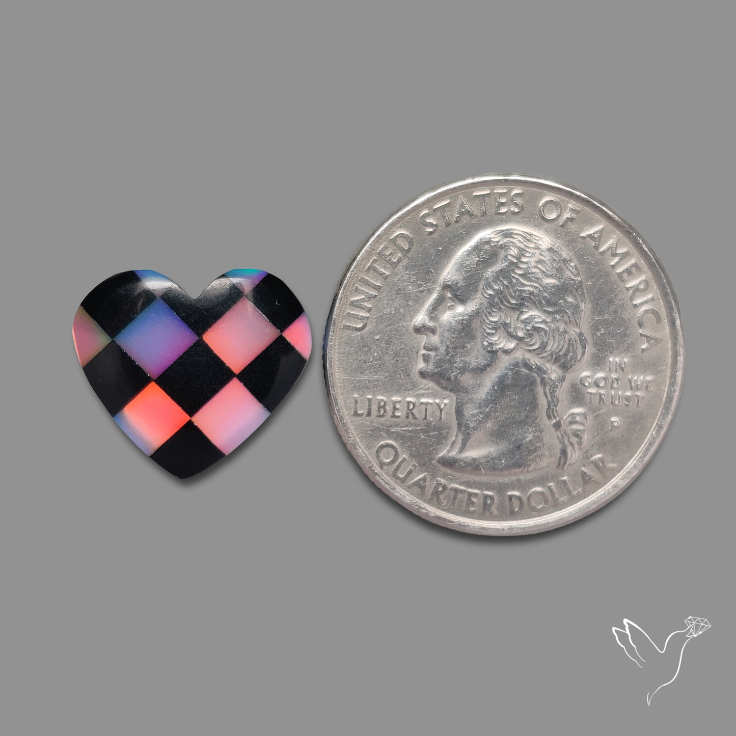 Intarcia Aurora Opal Inlay Black Onyx Heart