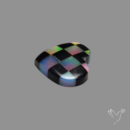 Intarcia Aurora Opal Inlay Black Onyx Heart