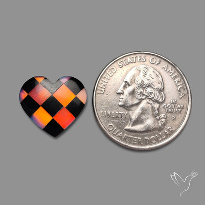 Intarcia Aurora Opal Inlay Black Onyx Heart