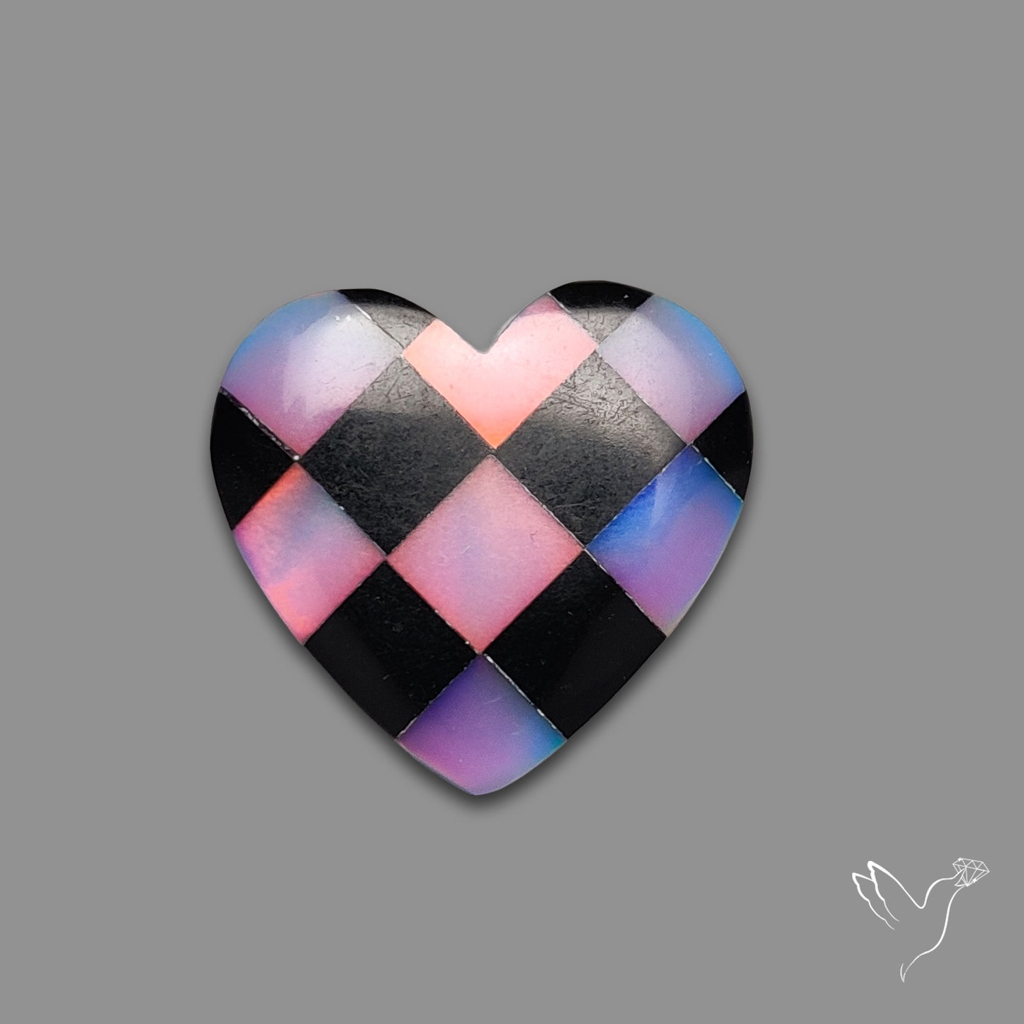 Intarcia Aurora Opal Inlay Black Onyx Heart