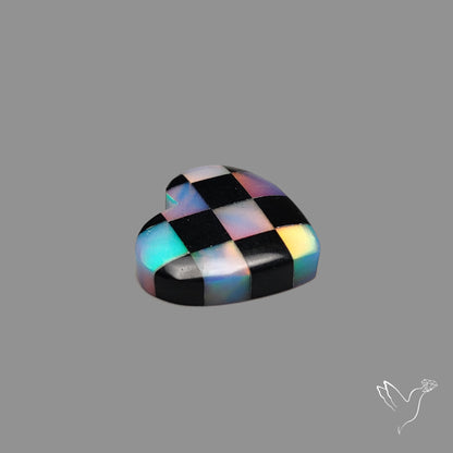 Intarcia Aurora Opal Inlay Black Onyx Heart