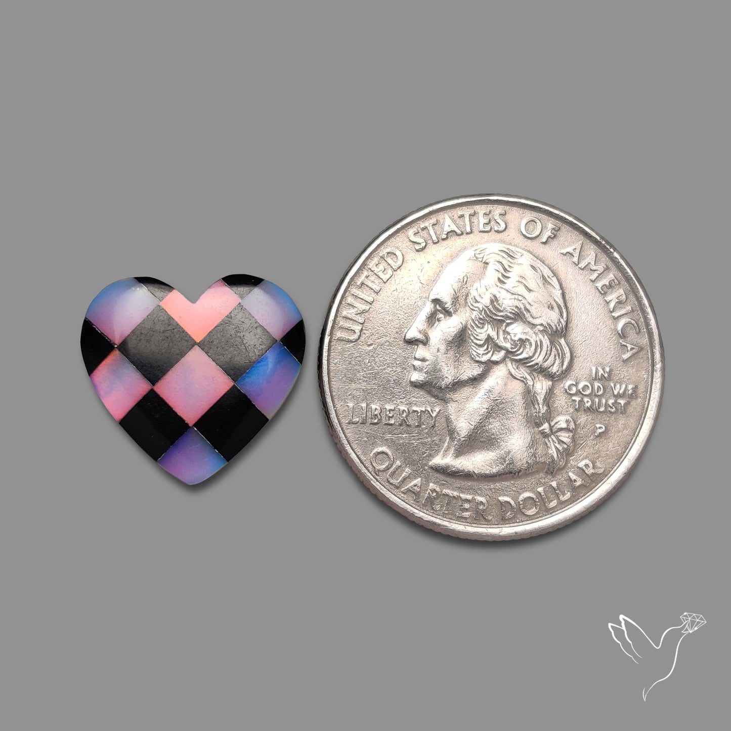 Intarcia Aurora Opal Inlay Black Onyx Heart