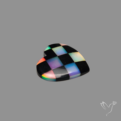 Intarcia Aurora Opal Inlay Black Onyx Heart
