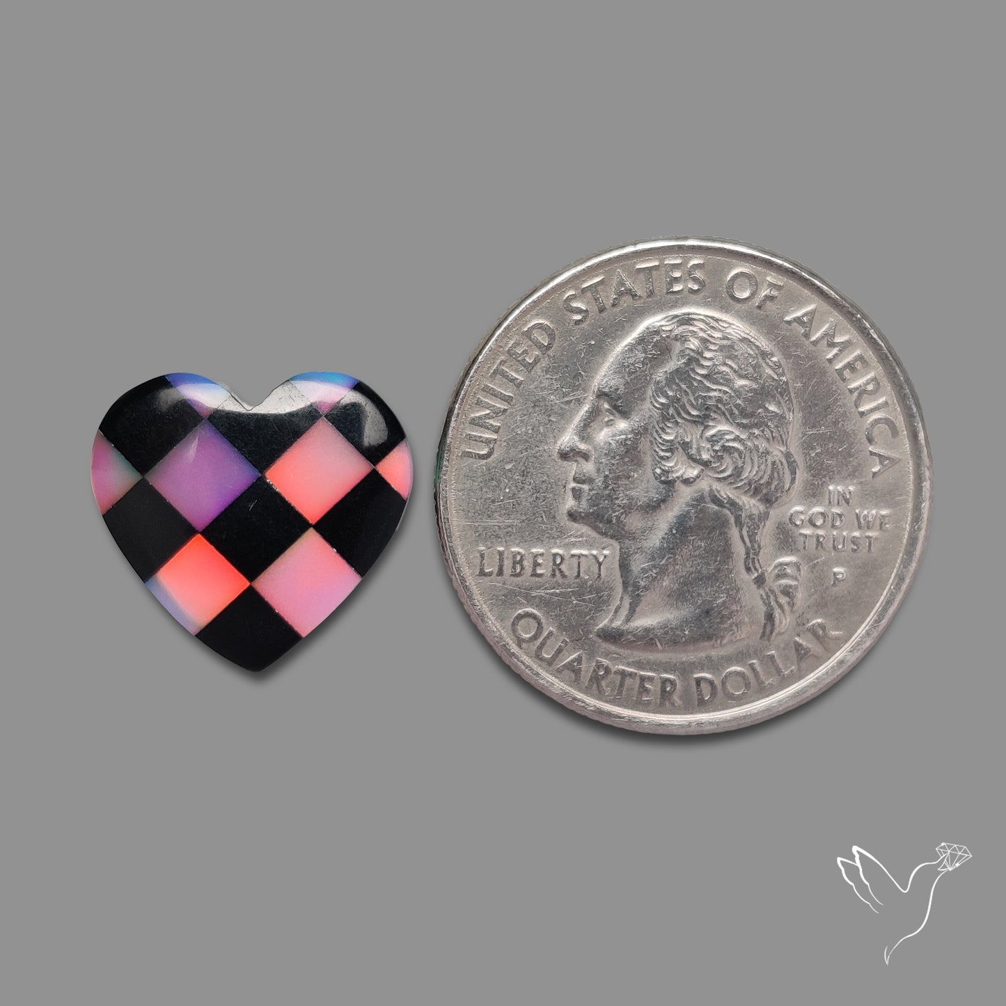Intarcia Aurora Opal Inlay Black Onyx Heart