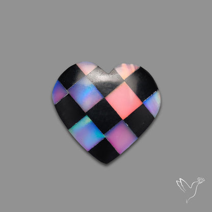 Intarcia Aurora Opal Inlay Black Onyx Heart