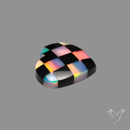 Intarcia Aurora Opal Inlay Black Onyx Heart