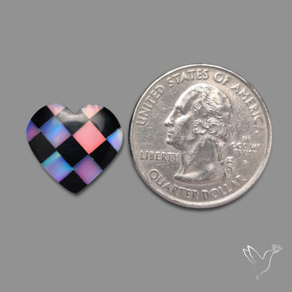 Intarcia Aurora Opal Inlay Black Onyx Heart