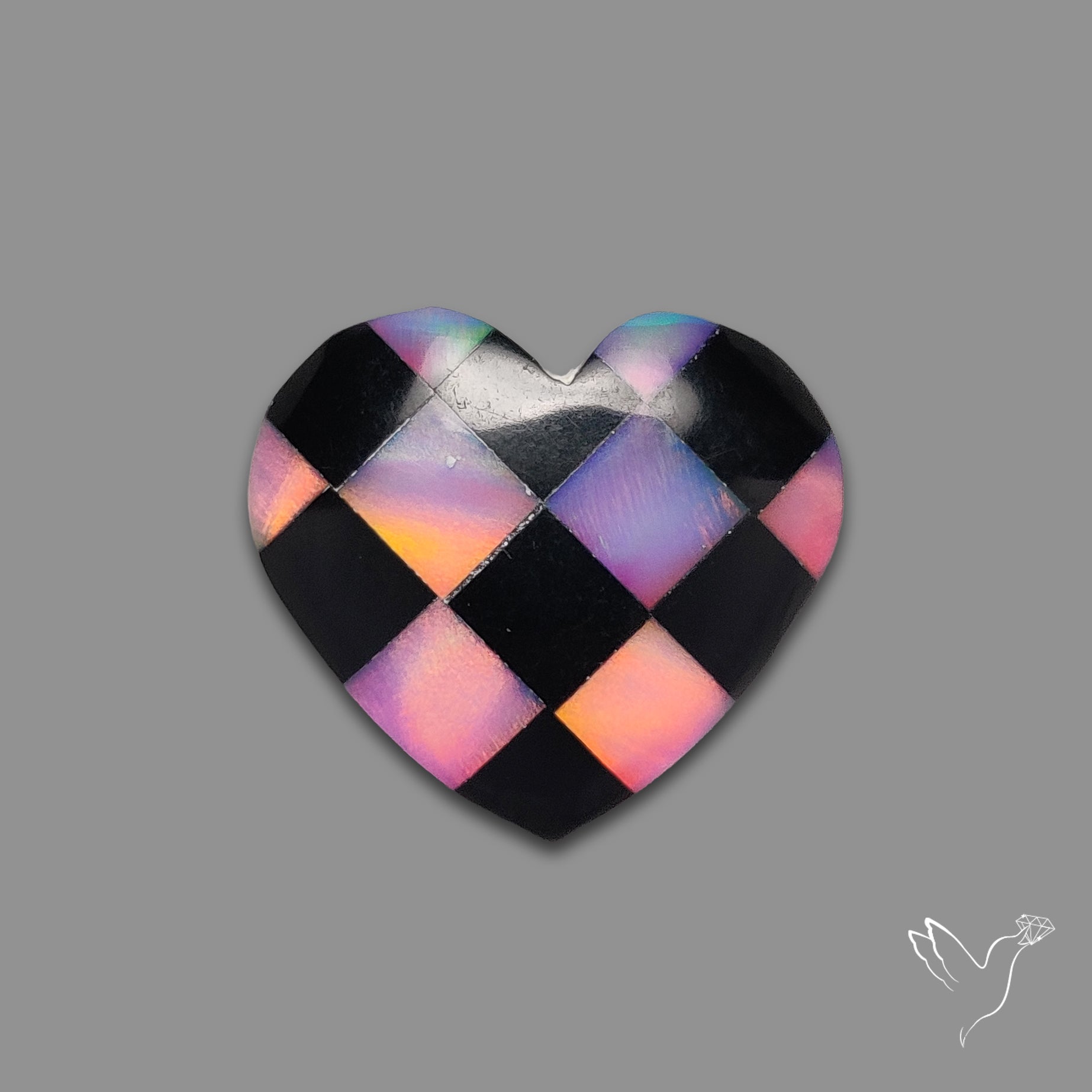 Intarcia Aurora Opal Inlay Black Onyx Heart