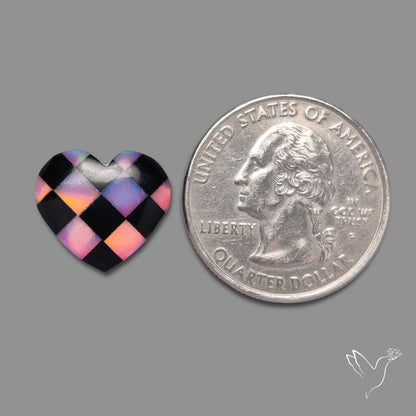 Intarcia Aurora Opal Inlay Black Onyx Heart