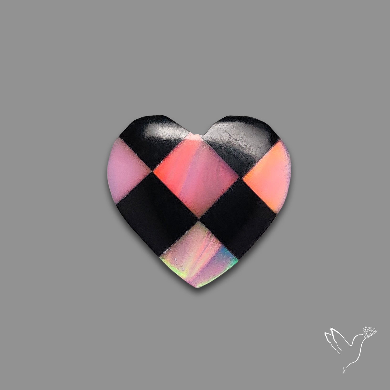Intarcia Aurora Opal Inlay Black Onyx Heart