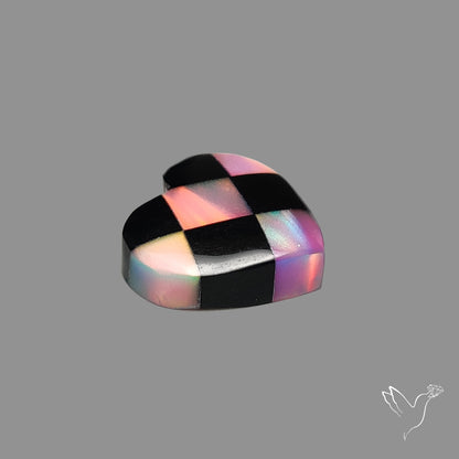 Intarcia Aurora Opal Inlay Black Onyx Heart