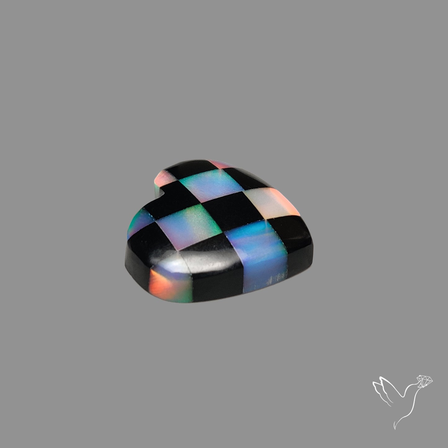 Intarcia Aurora Opal Inlay Black Onyx Heart