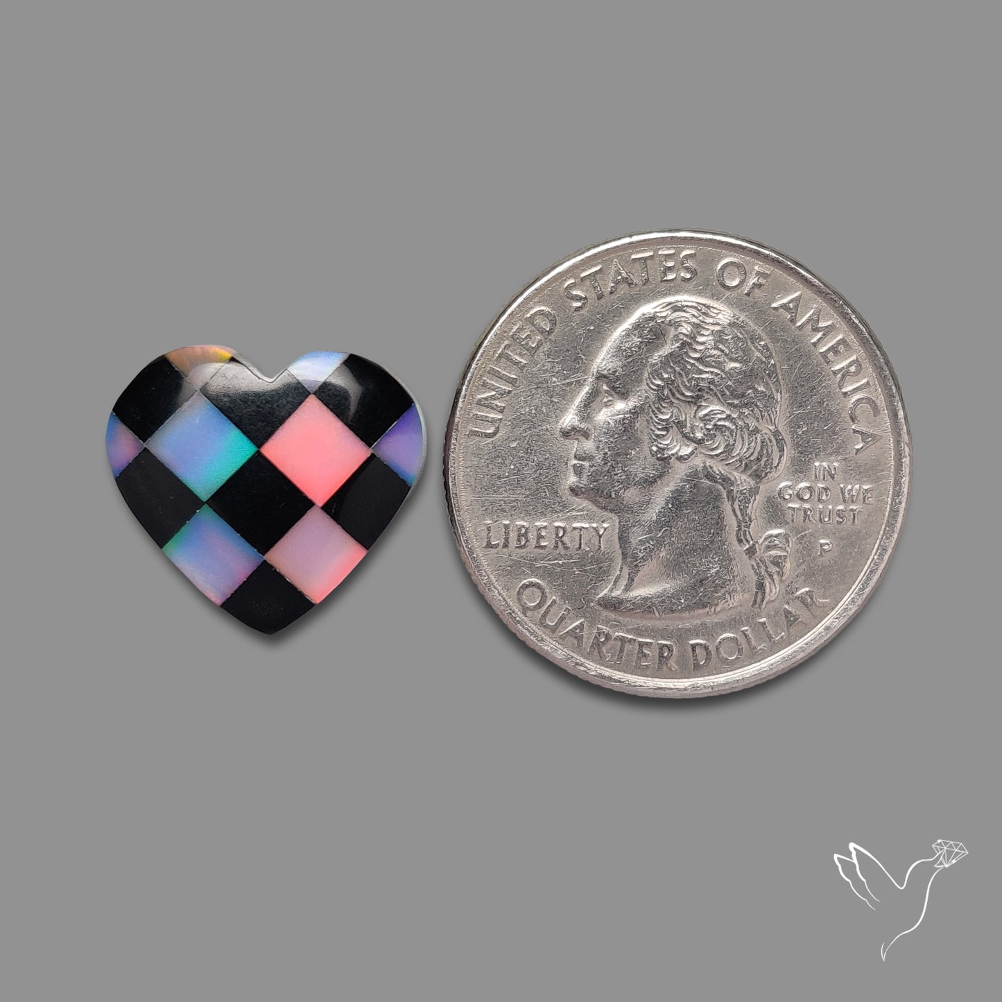 Intarcia Aurora Opal Inlay Black Onyx Heart