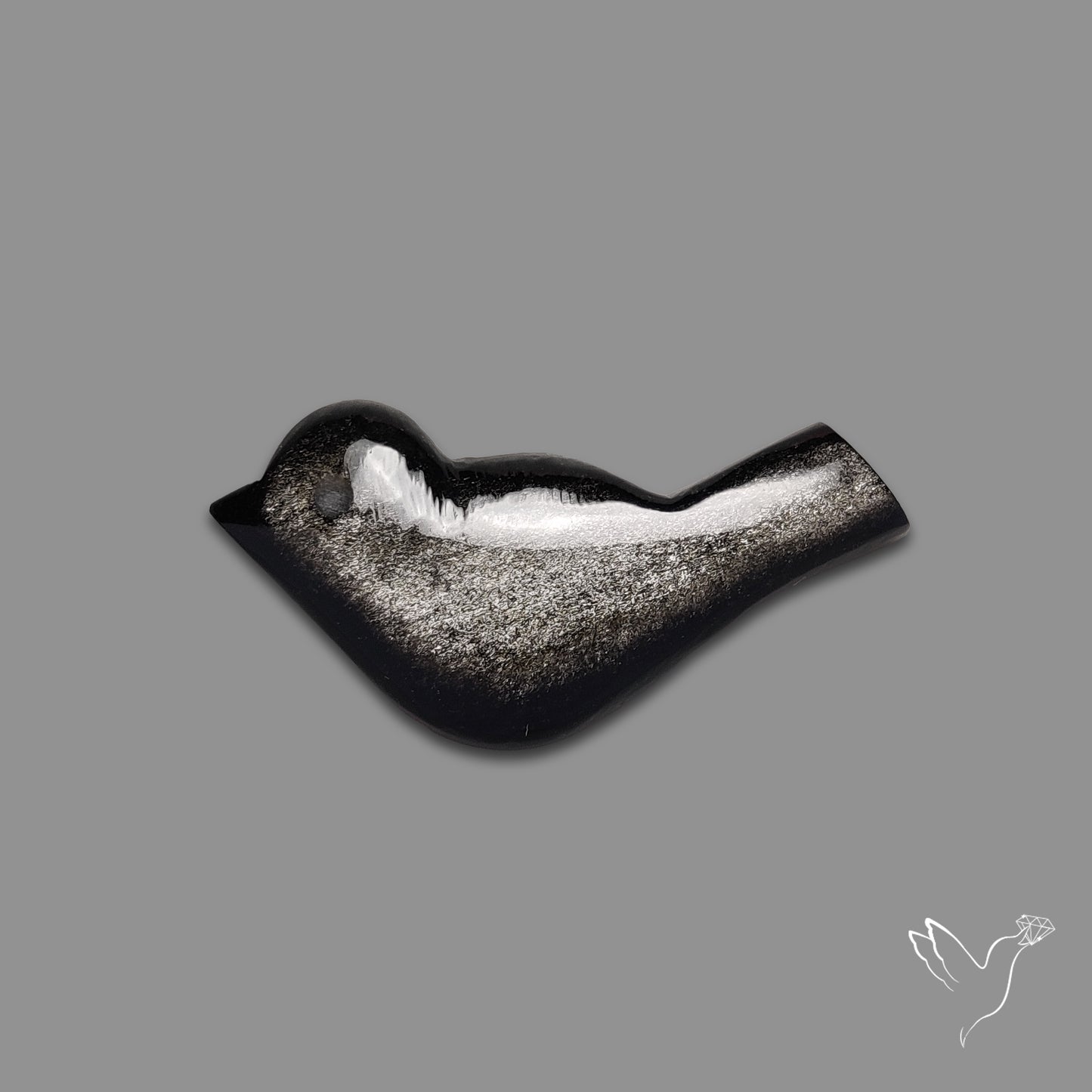 Silversheen Obsidian Bird Carving