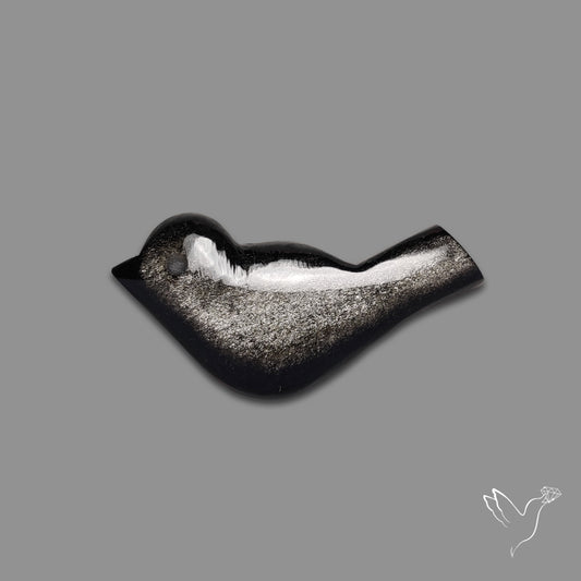 Silversheen Obsidian Bird Carving