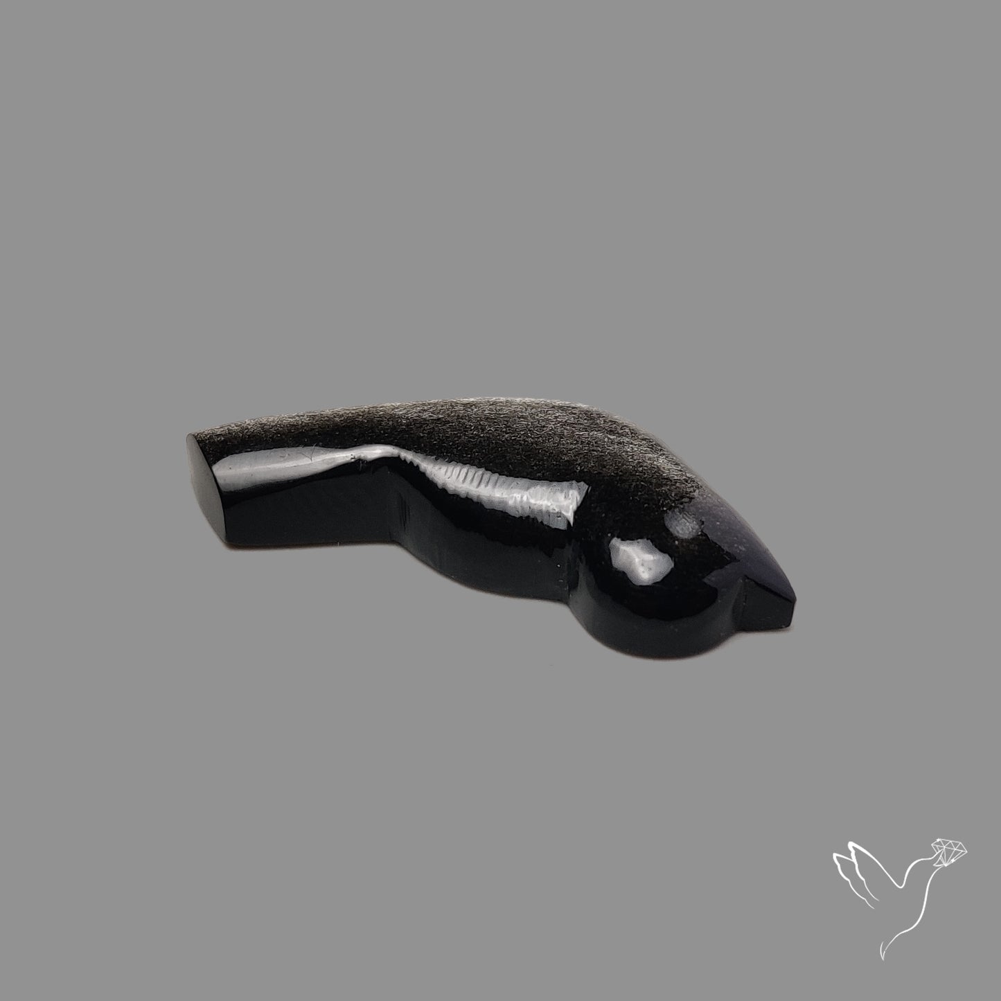 Silversheen Obsidian Bird Carving