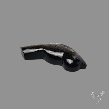 Silversheen Obsidian Bird Carving