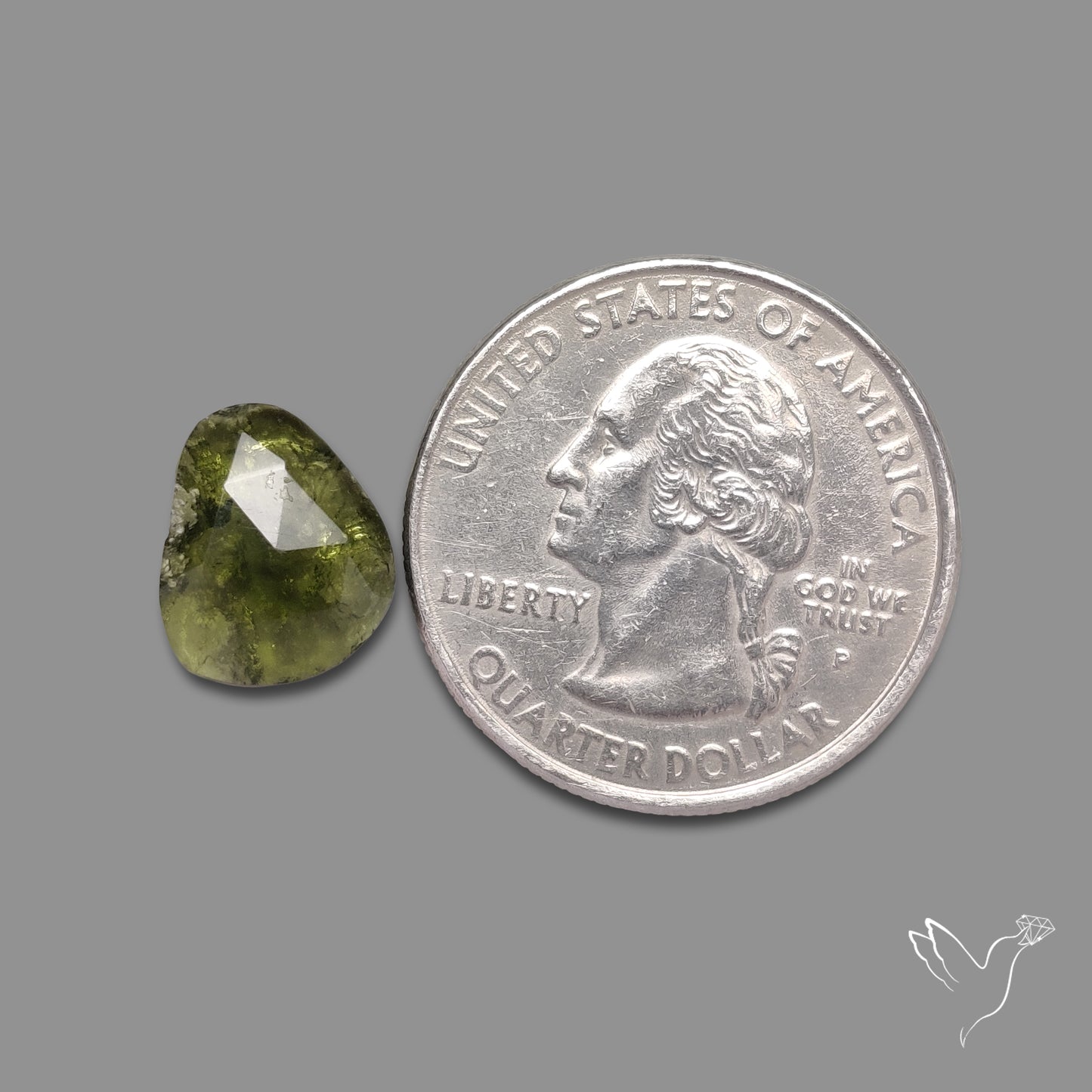 Rose Cut Moldavite (Raw Back)